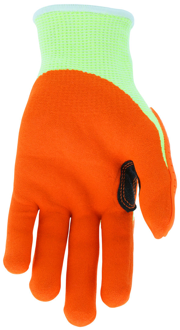 UT1955 - MCR Safety UltraTech® Mechanics Gloves - Cut Pro® UltraTech® - 13 Gauge Lime HyperMax® HPPE Shell - Orange Sandy Nitrile Foam Palm Coating - Hi-Vis TPR Back Protects Hands from Impact