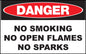 ZING Sign, Danger, No Smoking No Open Flames No Sparks 7X10 In. Aluminum.. - official Zing product image 1