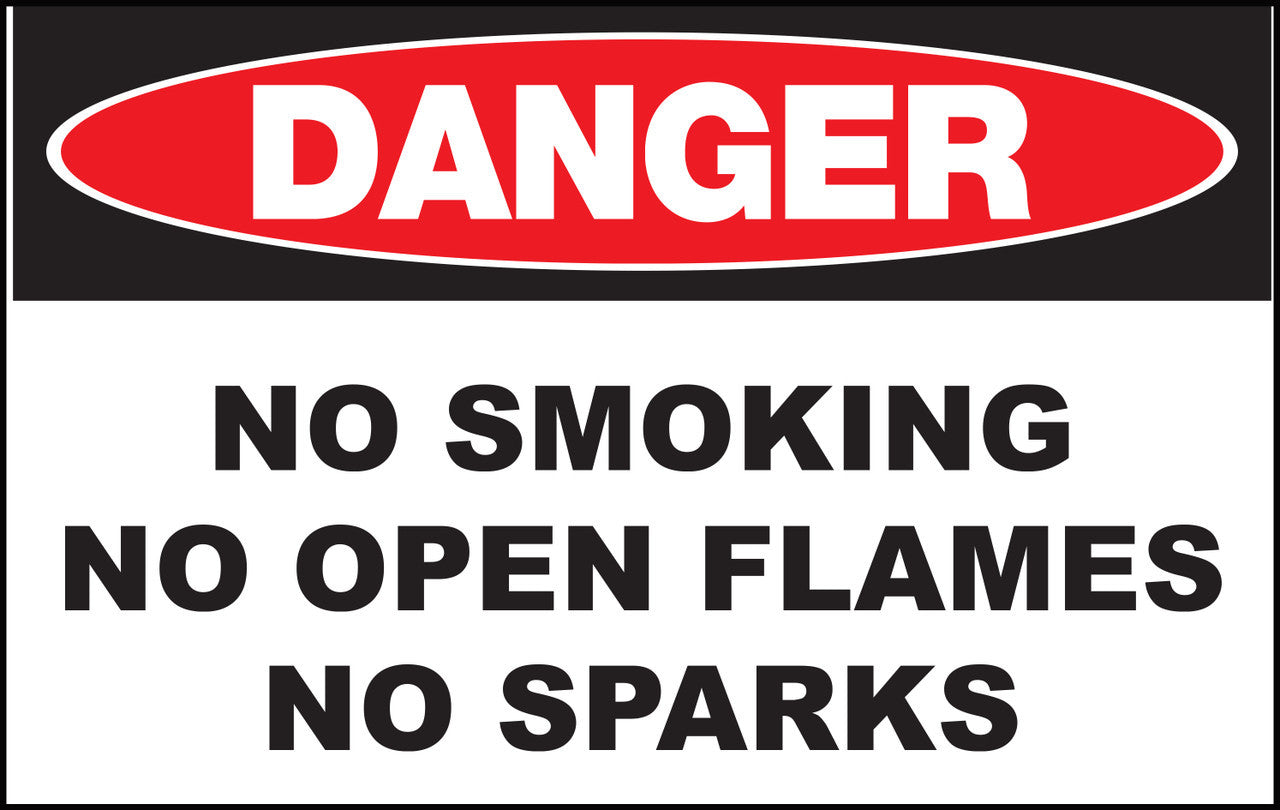 ZING Sign, Danger, No Smoking No Open Flames No Sparks 7X10 In. Adhesive.. - official Zing product image 1