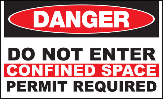 ZING Sign, Danger, Permit Requi Confined Space Do Not Enter 7X10 In. Plastic.. - 1985