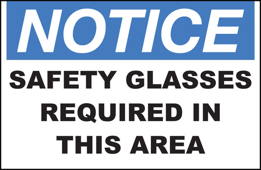 ZING Sign, Notice, Safety Glasses Requi In This Area 7X10 In. Adhesive.. - official Zing product image 1
