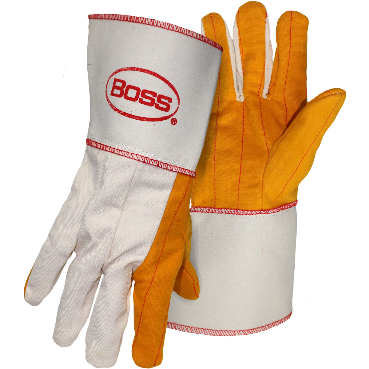 Boss 1BC28571 – Premium Grade Chore Glove with Double Layer Palm, Cotton Back and Nap-Out Finish - Plasticized Gauntlet Cuff