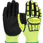 G-Tek® Seamless Knit PolyKor® Blended Glove with Hi-Vis Impact Protection and Double-Dip Nitrile MicroSurface Grip on Palm & Fingers