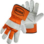 Boss 1JL2393 – Superior Grade Split Cowhide Leather Double Palm Glove with Canvas Back and Aramid Stitching - Rubberized Safety Cuff