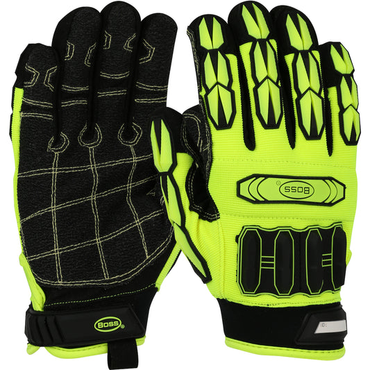 Boss® Synthetic Leather Palm with Fabric Back and TPR Impact Protection - Adjustable Wrist