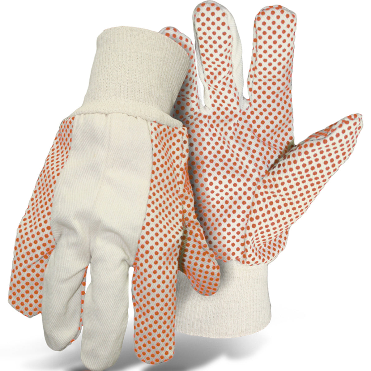 Boss 1JP5504 – Premium Grade Cotton/Polyester Blend Glove with PVC Dotted Grip on Palm, Thumb, Index and Little Finger - 10 oz.