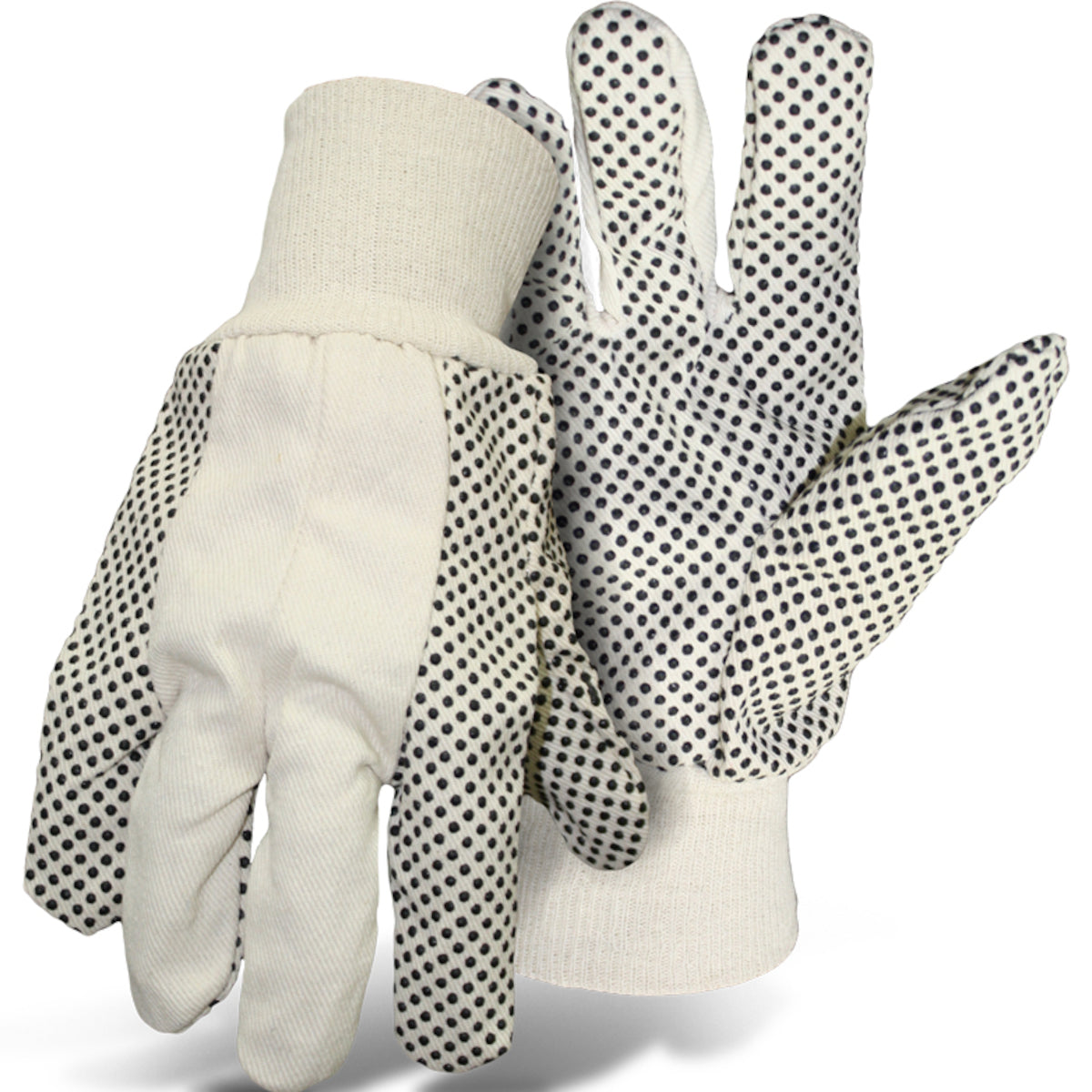 Boss 1JP5501 – Economy Grade Cotton/Polyester Blend Glove with PVC Dotted Grip on Palm, Thumb, Index and Little Finger - 8 oz.