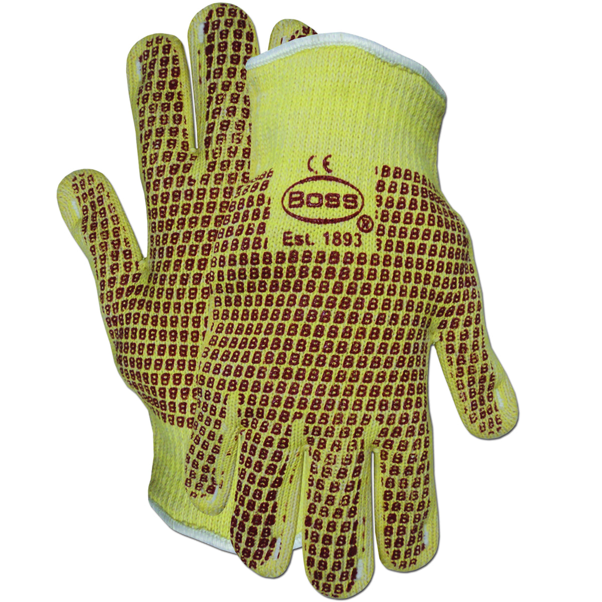 Boss 1TN4100KB – Aramid / Cotton Seamless Knit Hot Mill Glove with Cotton Liner and Double-Sided Nitrile Coating - Knitwrist