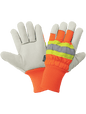 High-Visibility Standard-Grade Cowhide Leather Insulated Gloves with Knit Wrist - 2950HVKW