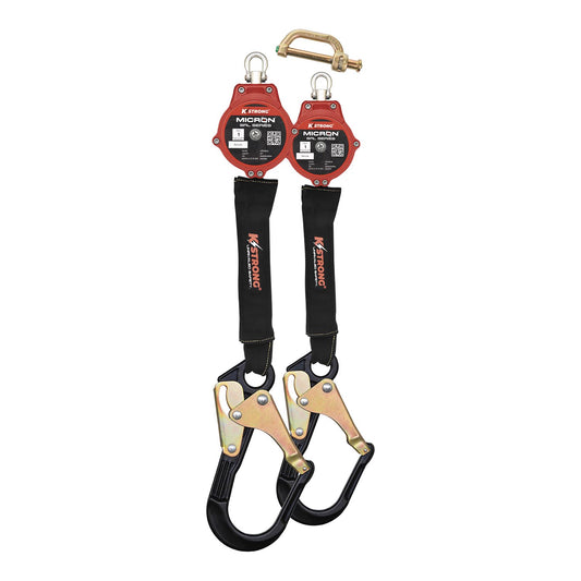 KStrong® Micron™ Dual 6 ft. Arc Flash Rated SRL-P with Aluminum Rebar Hooks (ANSI) – Dual Dorsal Connector Included