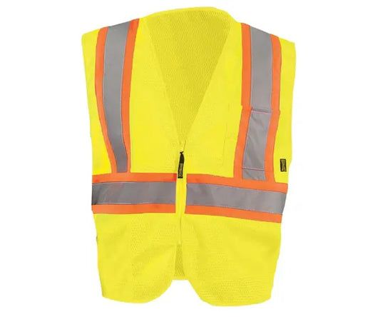 Occunomix Mesh Two-Tone Vest W/Zipper Hi-Vis Safety Vests Orange S model ECO-IM2TZ-OS