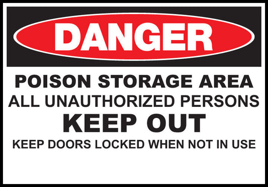 ZING Sign,Danger,Poison Storage Area,10X14 Pl.. - 20000