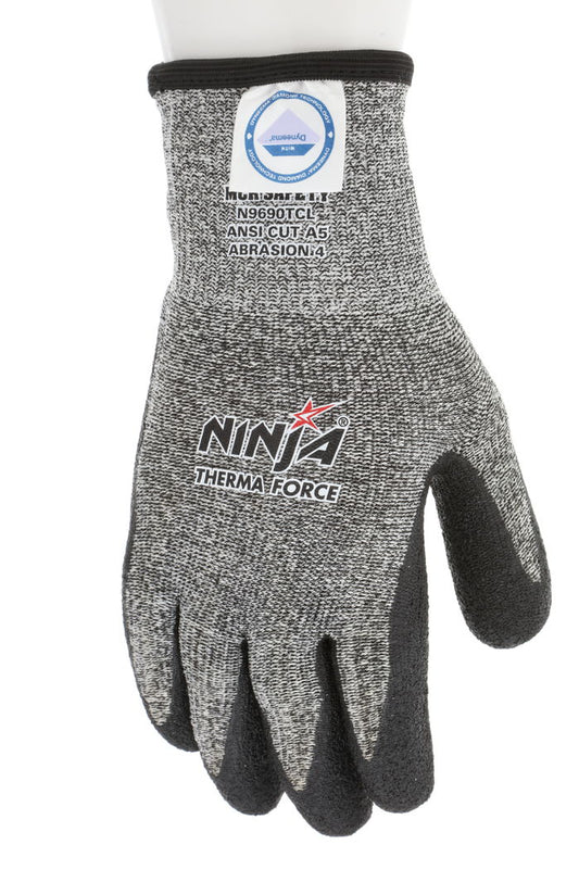 N9690TC - Ninja® Therma Force - Insulated Cut Resistant Work Gloves - Bi-Polymer Coated Palm and Fingertips - Dyneema® Diamond Technology Shell - Acrylic Terry Liner for Warmth - High Strength Fiber Provides Cool Touch and Comfort