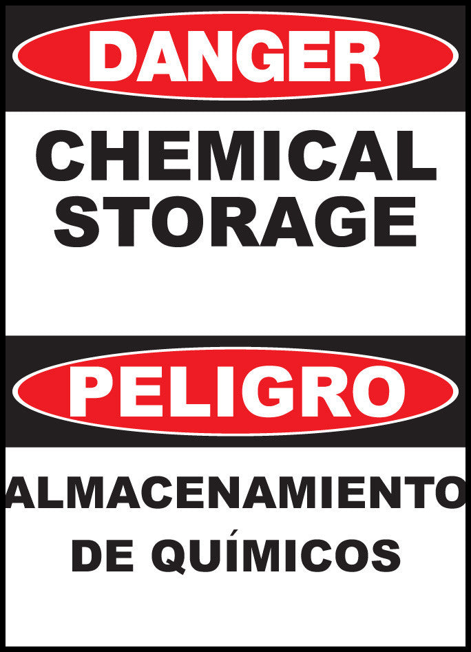 ZING Sign,Bilingual,Danger,Chemical,14X10 Pl.. - 20023