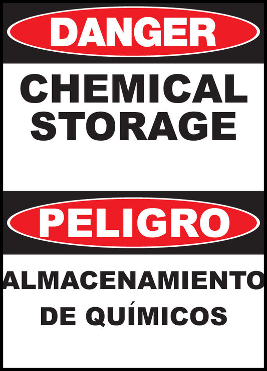 ZING Sign,Bilingual,Danger,Chemical,14X10 Pl.. - 20023