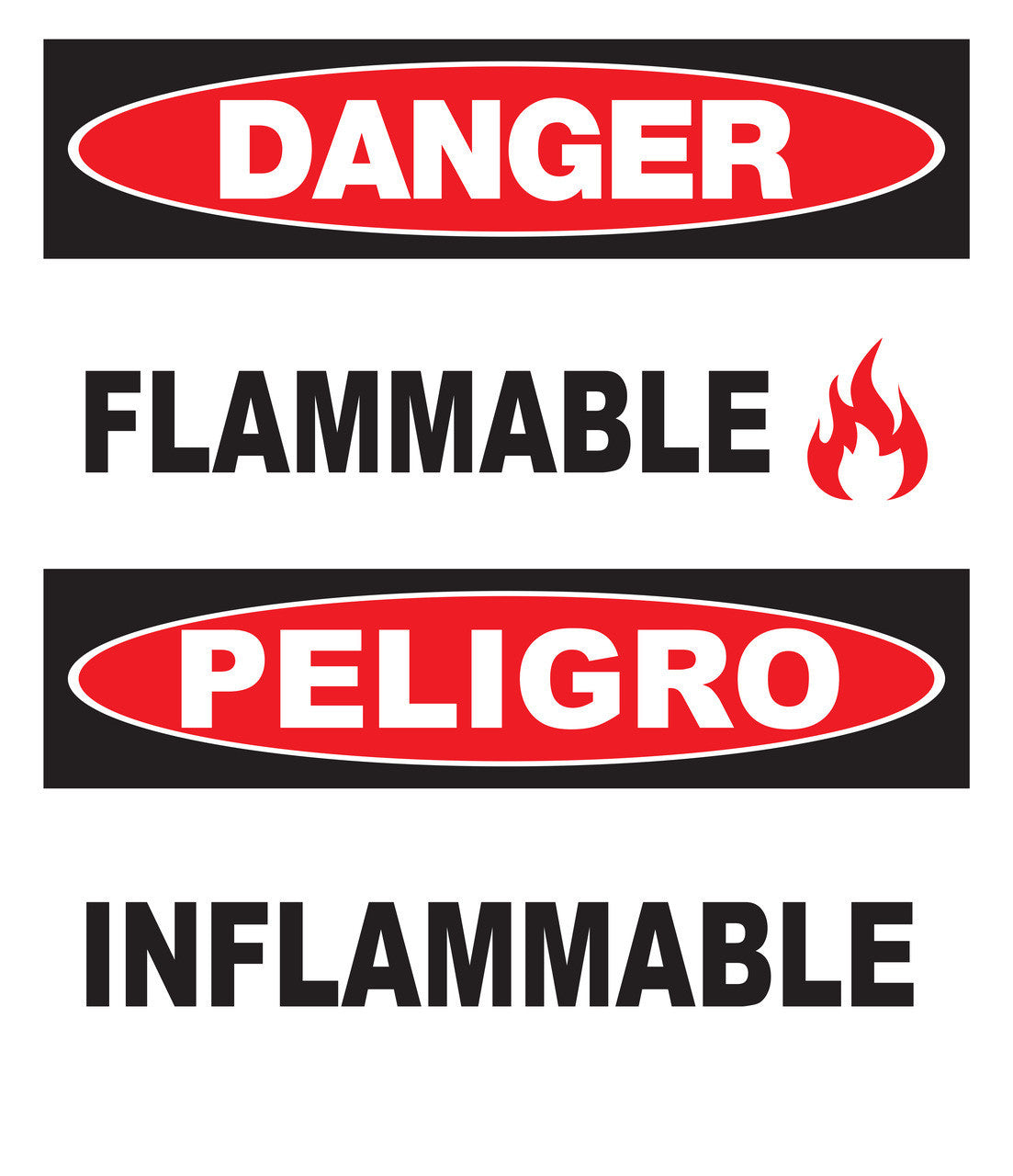 ZING Sign,Bilingual,Danger,Flammable Inflammable,14X10 Plastic.. - 20026