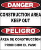 ZING Sign,Bilingual,Danger,Constuction, Pl.. - 20032