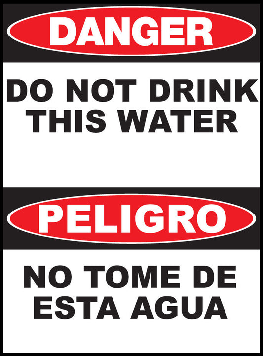 ZING Sign,Bilingual,Danger,Do Not Drink, Pl.. - 20033