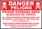 ZING Sign,Bilingual,Danger,Poison Storage Area,14X10 Plastic.. - 20037