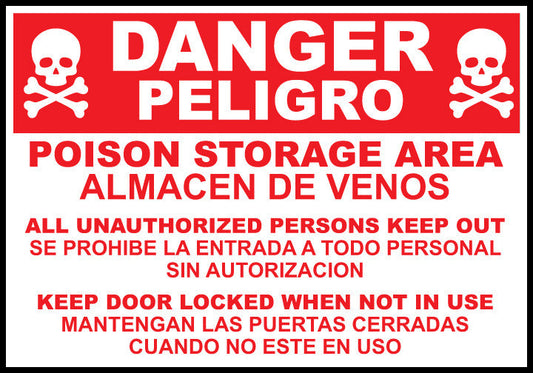 Danger Poison Storage Area Sign