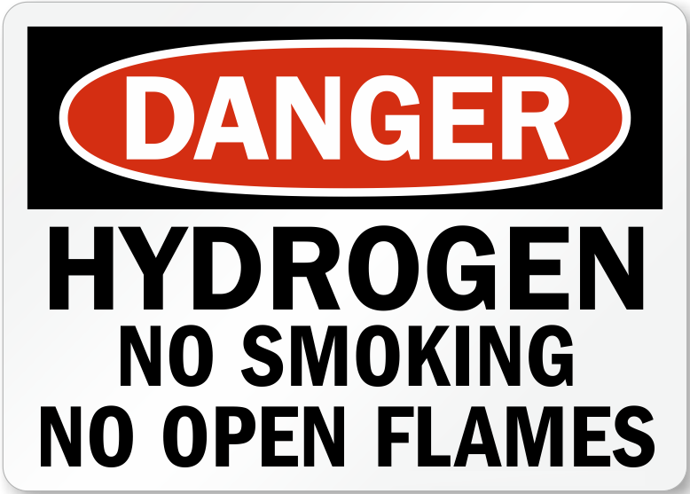 ZING Sign, Danger, Hydrogen No Smoking No Open Flames, 10X14, Aluminum - official Zing product image 1