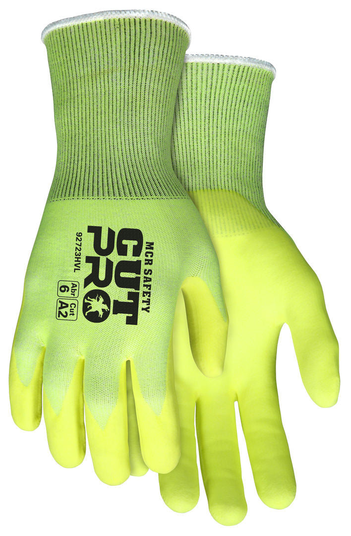92723HVL - MCR Safety CutPro® - 13 Gauge HyperMax® HPPE Shell - Cut, Abrasion and Puncture Resistant Work Gloves - Nitrile Foam Coated Palm and Fingertips Provide Abrasion Resistance and Gripping Power