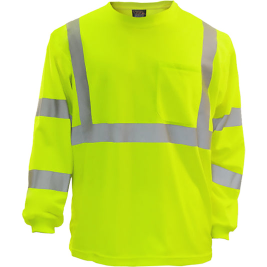 Reflective Apparel™ ANSI Type R Class 3 Long Sleeve Moisture Wicking T-Shirt with UPF 35 Sun Protection