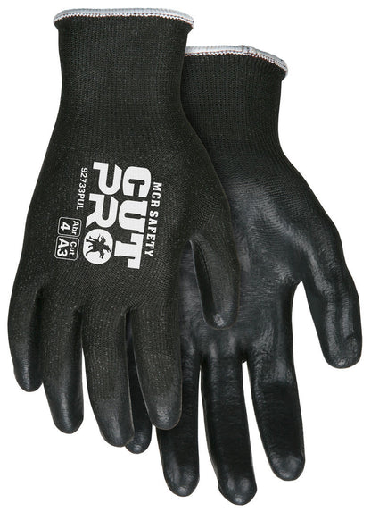 92733PU - MCR Safety CutPro® - 13 Gauge HyperMax® HPPE Shell - Cut, Abrasion, and Puncture Resistant Work Gloves - PU Coated Palm and Fingertips