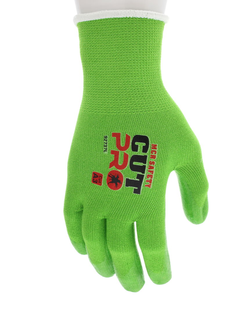 92737 - MCR Safety CutPro® - 13 Gauge HyperMax® HPPE Shell - Cut, Puncture, and Abrasion Resistant - Clear Silicone Coated Palm and Fingertips - Silicone Provides Excellent Gripping Power