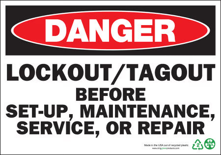ZING Sign, Danger Lockout/Tagout, 7X10, Aluminum