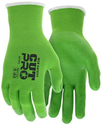 92737 - MCR Safety CutPro® - 13 Gauge HyperMax® HPPE Shell - Cut, Puncture, and Abrasion Resistant - Clear Silicone Coated Palm and Fingertips - Silicone Provides Excellent Gripping Power
