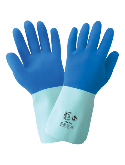 FrogWear® - 212 - Chemical Handling Gloves - rubber coating - blue