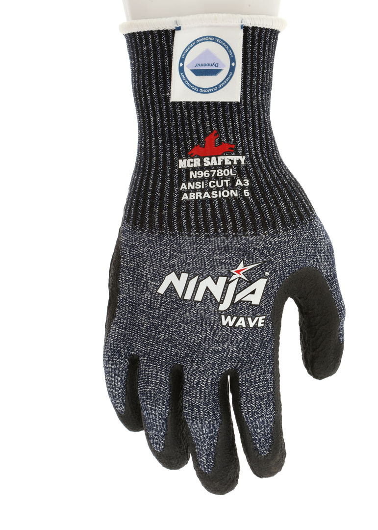 N96780 - MCR Safety CutPro® - Ninja® Wave Cut Resistant Work Gloves - 13 Gauge Dyneema® Diamond Technology - Nitrile Wave Coated Palm and Fingertips