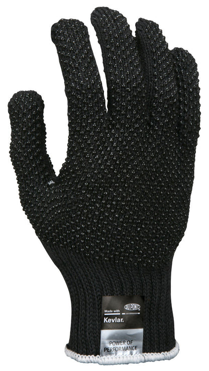 9366BK - MCR Safety CutPro® - 7 Gauge Black DuPont™ Kevlar® Aramid Shell - Cut Resistant Work Gloves - PVC Dots on 2 Sides - Regular Weight - PVC Dots Aid with Grip and Abrasion