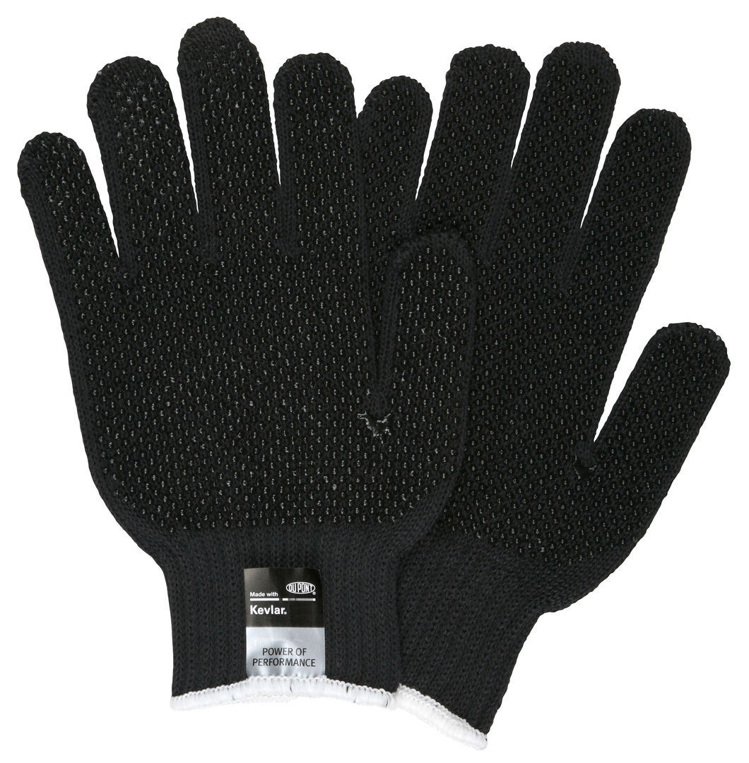 9366BK - MCR Safety CutPro® - 7 Gauge Black DuPont™ Kevlar® Aramid Shell - Cut Resistant Work Gloves - PVC Dots on 2 Sides - Regular Weight - PVC Dots Aid with Grip and Abrasion