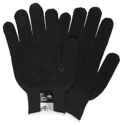 9366BK - MCR Safety CutPro® - 7 Gauge Black DuPont™ Kevlar® Aramid Shell - Cut Resistant Work Gloves - PVC Dots on 2 Sides - Regular Weight - PVC Dots Aid with Grip and Abrasion
