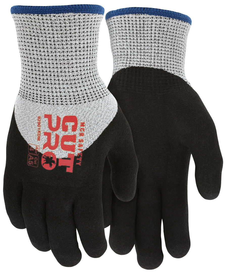 92901KD - MCR Safety CutPro® - 13 Gauge HyperMax® HPPE Shell - Cut, Abrasion, and Puncture Resistant - Insulated Glove with Full Acrylic Lining - Sandy Foam Nitrile Palm and Over the Knuckle