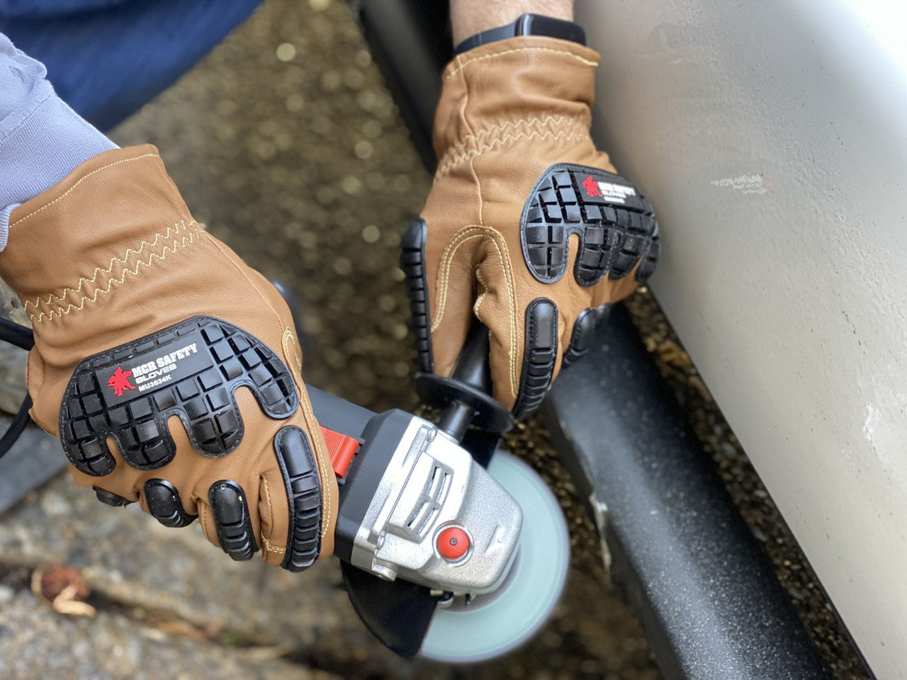 MU3634K - Mustang Utility Leather Drivers Work Gloves - Grain Goatskin - Double Palm - Lined and Sewn with DuPont ™ Kevlar® Aramid - Impact Level 1 Back-of-Hand Protection - This FR Glove has an Arc rating of 61.4 cal/cm²