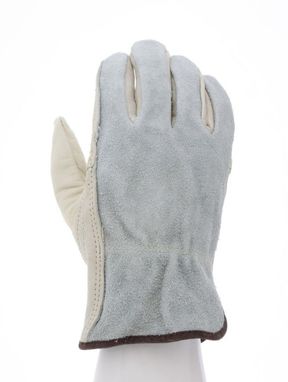 32055_ - 32055L - 22507 - 360 - Leather driver work gloves – MCR Safety Group 32055 – grain leather patch palm with split lea