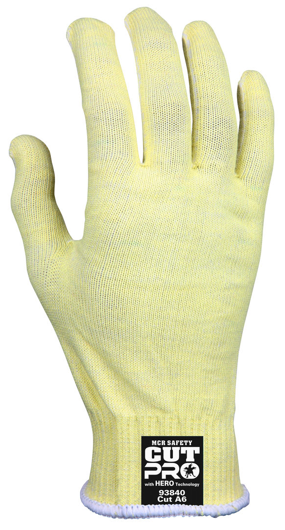93840 - MCR Safety CutPro® with Hero™ Technology - 13 Gauge Regular Weight Shell - Made with ARX® Aramid Fibers - Uncoated Cut Resistant Work Gloves - Soft Uncoated Fibers Provide Excellent Dexterity and Sense of Touch
