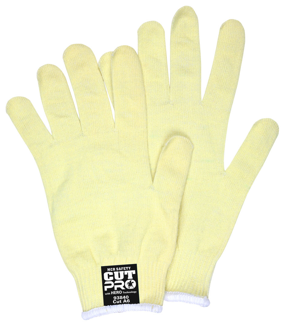 93840 - MCR Safety CutPro® with Hero™ Technology - 13 Gauge Regular Weight Shell - Made with ARX® Aramid Fibers - Uncoated Cut Resistant Work Gloves - Soft Uncoated Fibers Provide Excellent Dexterity and Sense of Touch