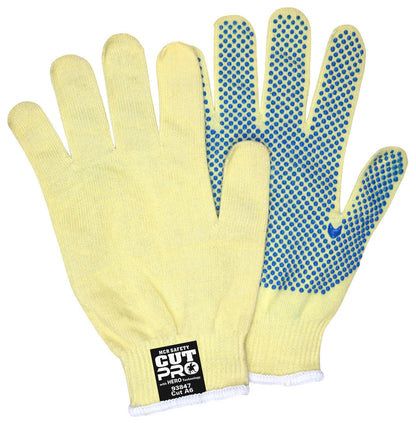 93847 - MCR Safety CutPro® with Hero™ Technology - 13 Gauge Regular Weight Shell - Made with ARX® Aramid Fibers - PVC Dotted Palm - Cut Resistant Work Gloves - PVC Dotted Palm aids with Abrasion and Grip
