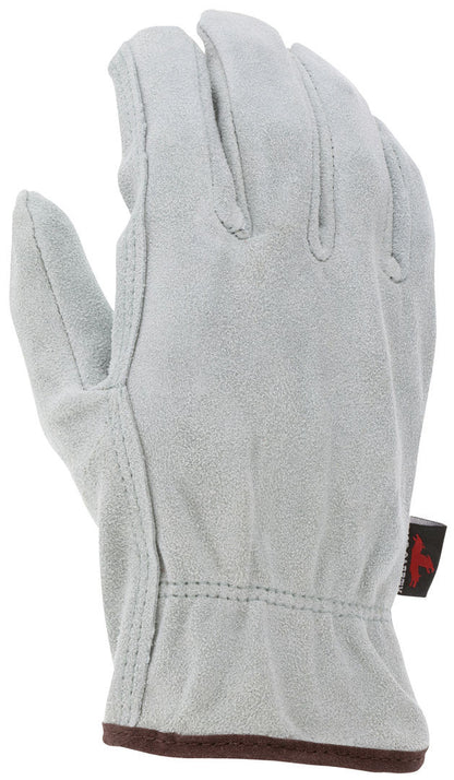 3120 - Leather Drivers Work Gloves - Select B Grade Natural Pearl Gray Split Leather - Straight Thumb - Cowskin Drivers Provide Rugged Protection