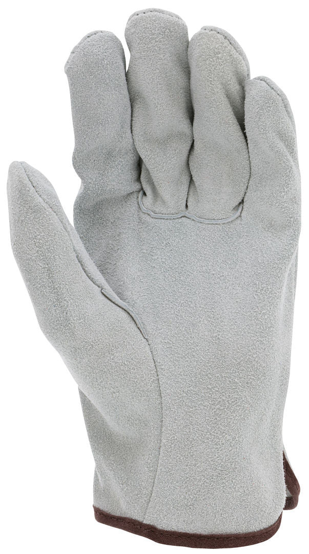 3120 - Leather Drivers Work Gloves - Select B Grade Natural Pearl Gray Split Leather - Straight Thumb - Cowskin Drivers Provide Rugged Protection