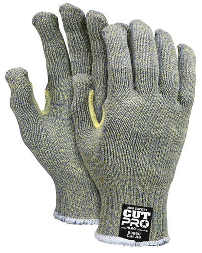 93860 - MCR Safety CutPro® with Hero™ Technology - 7 Gauge Regular Weight Shell - Made with ARX® Aramid Fibers - Uncoated Cut Resistance * NOTE ROLLING CHANGE* This glove is transitioning from Cut level A6 to A7 See Details Below **