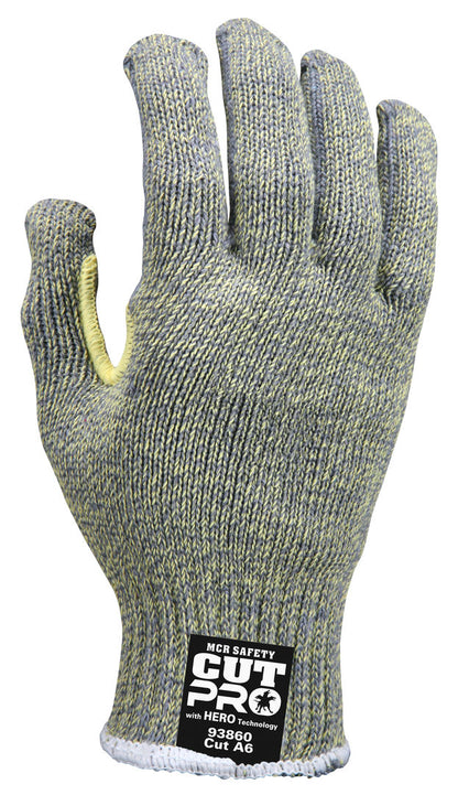 93860 - MCR Safety CutPro® with Hero™ Technology - 7 Gauge Regular Weight Shell - Made with ARX® Aramid Fibers - Uncoated Cut Resistance * NOTE ROLLING CHANGE* This glove is transitioning from Cut level A6 to A7 See Details Below **