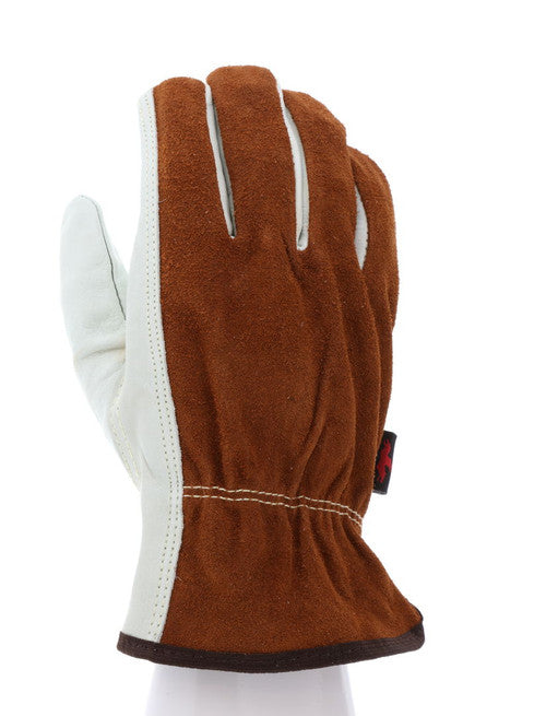 3205_ - 3205L - 23363 - 360 - Leather driver work gloves – MCR Safety Group 3205 – grain leather palm with split leather back