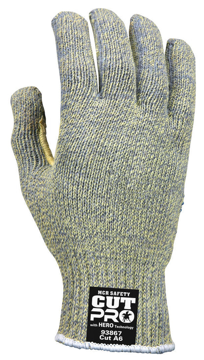 93867 - MCR Safety CutPro® with Hero™ Technology - 7 Gauge Regular Weight Shell Made with ARX® Aramid Fibers - PVC Dotted Palm - Cut Resistant Work Gloves - PVC Dots aid with Abrasion Resistance and Gripping Power