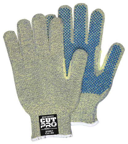 93867 - MCR Safety CutPro® with Hero™ Technology - 7 Gauge Regular Weight Shell Made with ARX® Aramid Fibers - PVC Dotted Palm - Cut Resistant Work Gloves - PVC Dots aid with Abrasion Resistance and Gripping Power