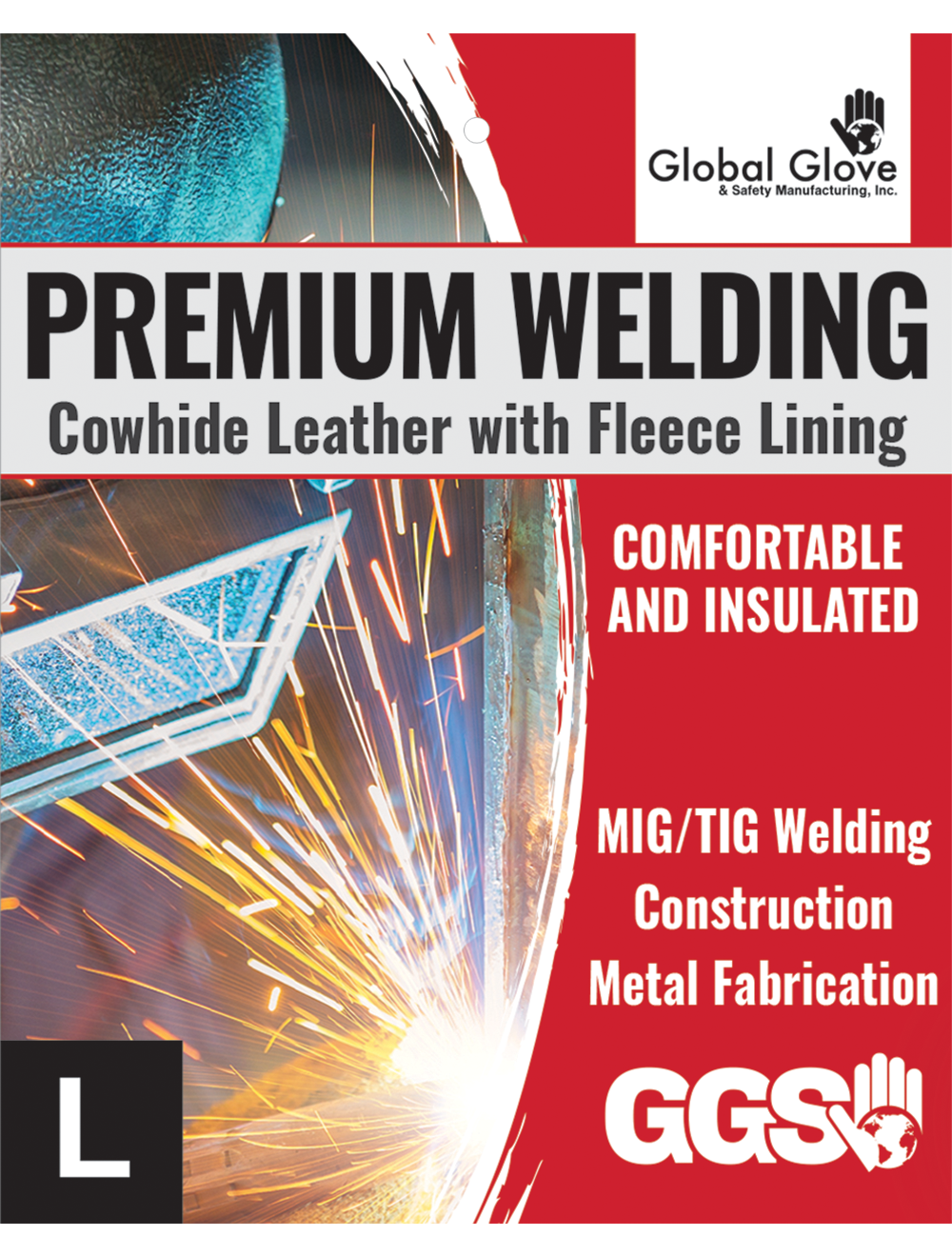 Global Glove - 50MTC - Leather Welding Gloves - cut level A2 - red